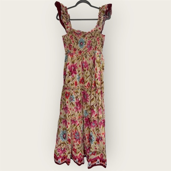 House of Harlow 1960 Dresses & Skirts - House Of Harlow 1960 Zoey Khaki pink red Floral Print Smocked Maxi Dress EUC